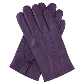 Dents Mens Genuine Full Grain Leather Gloves - Purple (3 Point Stitch Fleece Lined)