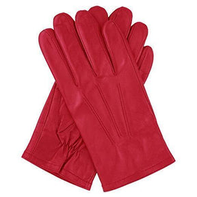 Dents Mens Genuine Full Grain Leather Gloves 3 Point Stitch Fleece Lined Warm Winter in Red