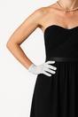DENTS Wrist Length Satin Evening Gloves Wedding Stretch Formal Bridal in Silver
