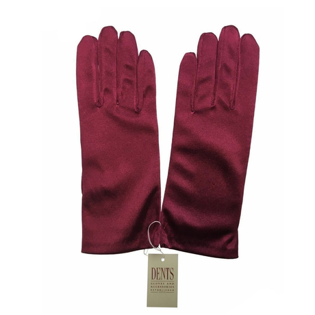 DENTS Wrist Length Satin Evening Gloves Wedding Stretch Formal Bridal in Wine Red