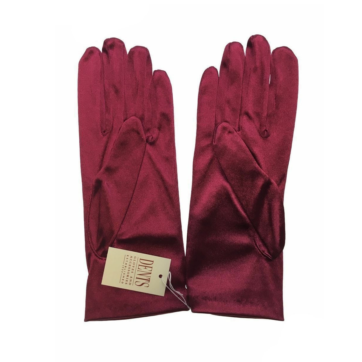 Dents Womens Wrist Length Satin Evening Gloves - Wine Red (Wedding Stretch Formal Bridal)