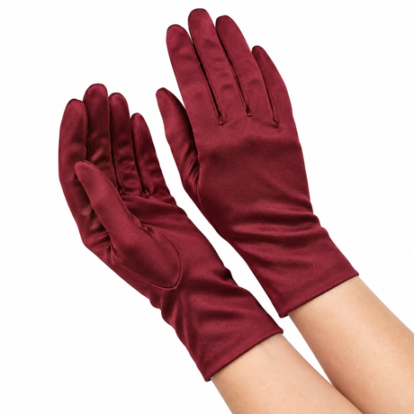 Dents Womens Wrist Length Satin Evening Gloves - Wine Red (Wedding Stretch Formal Bridal)