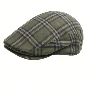 DENTS Quilted Flat Ivy Cap Hat Driving Newsboy Elastic Back Cabbie - Grey Check - 55cm