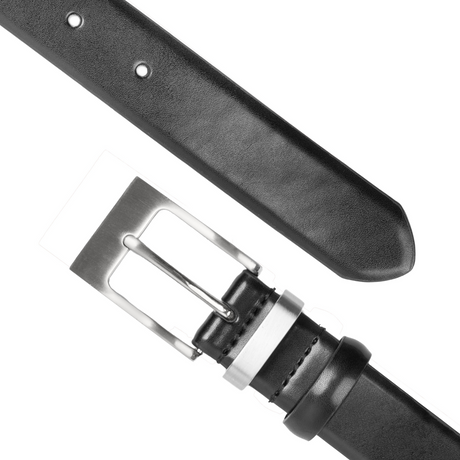 Dents Mens Double Keeper Leather Dress Belt - Black