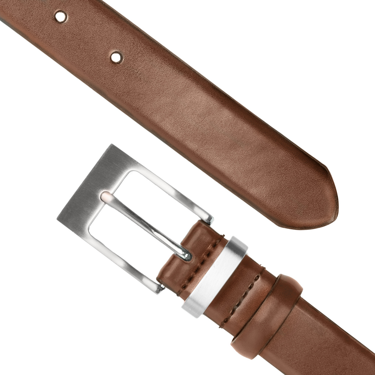 Dents Mens Double Keeper Leather Dress Belt - Chestnut