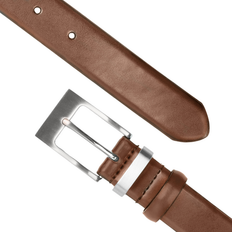 Dents Mens Double Keeper Leather Dress Belt - Chestnut