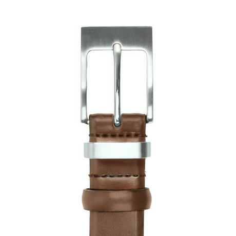 Dents Mens Double Keeper Leather Dress Belt - Chestnut