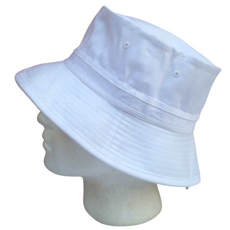 Dents 100% Organic Cotton Bucket Hat Cap Festival Beach Sun Cap in White