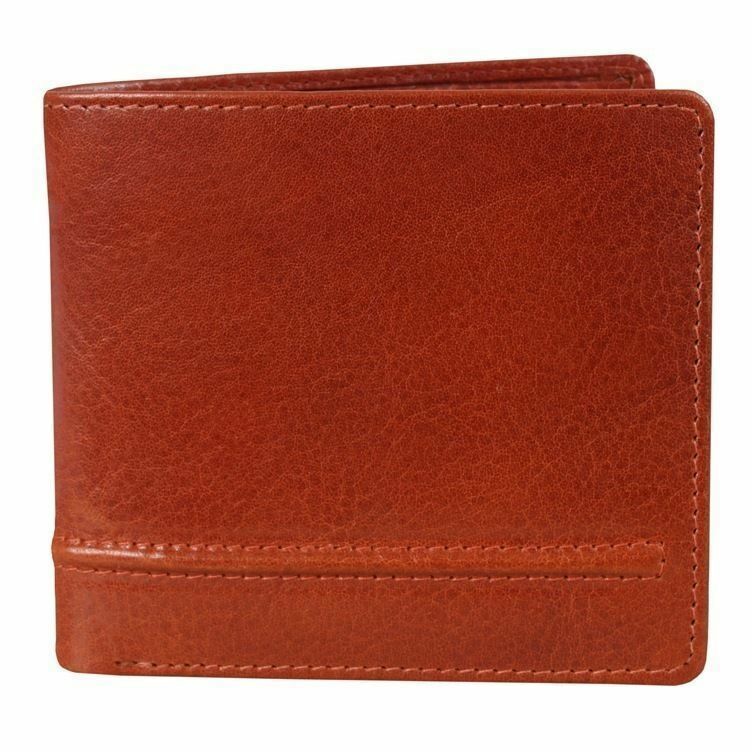 DENTS Square Bill Fold Wallet - Mens Leather Credit Card Holder - Cognac