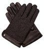 Dents Mens Herringbone Leather & Wool Fleece Lined Gloves - Brown