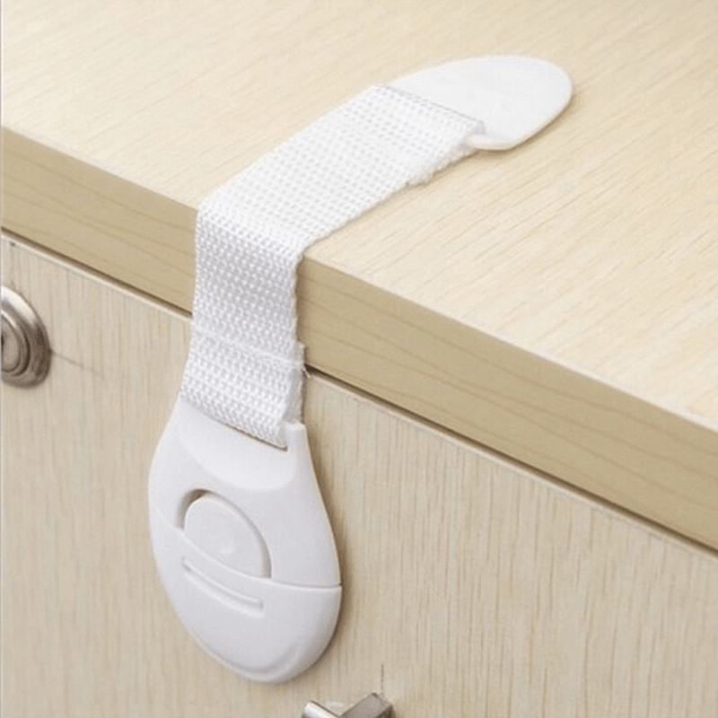10x Kids Child-Safe Cabinet/Drawer Latch Locks No-Drill Adhesive Straps in White