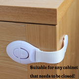 10x Kids Child-Safe Cabinet/Drawer Latch Locks No-Drill Adhesive Straps in White