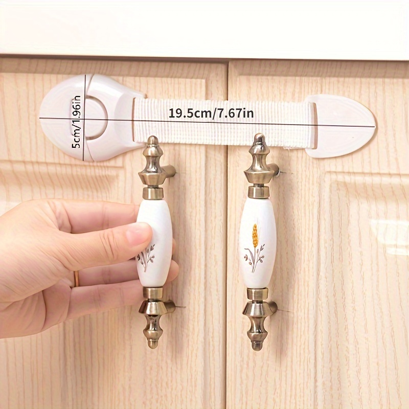 10x Kids Child-Safe Cabinet/Drawer Latch Locks No-Drill Adhesive Straps in White