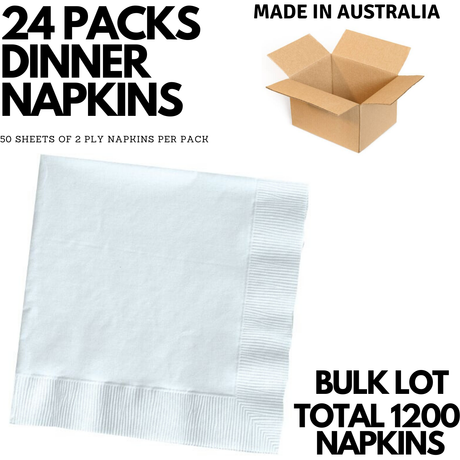 24-Pack Dinner Napkins 2-Ply - 1200 Sheets Bulk (Party Serviettes)
