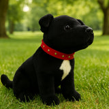 Bocchetta DJ 32cm Sitting Staffy Plush Toy - Black (Realistic Stuffed Animal Dog Gift)