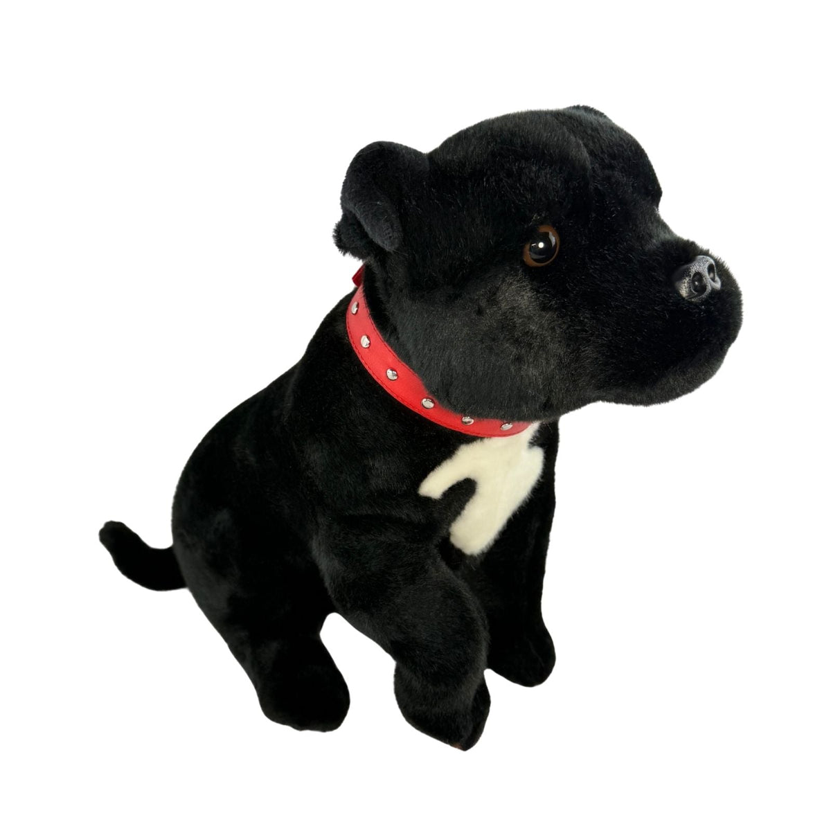 Bocchetta DJ 32cm Sitting Staffy Plush Toy - Black (Realistic Stuffed Animal Dog Gift)