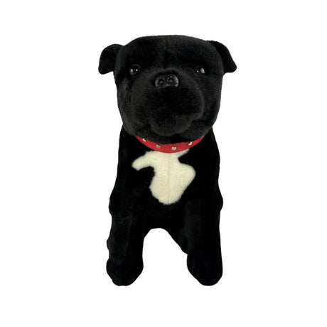 Bocchetta DJ 32cm Sitting Staffy Plush Toy - Black (Realistic Stuffed Animal Dog Gift)