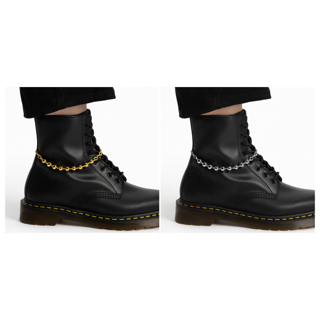 2-Pack Gold & Silver Ball Chain Shoe Charms for Dr. Martens Boots