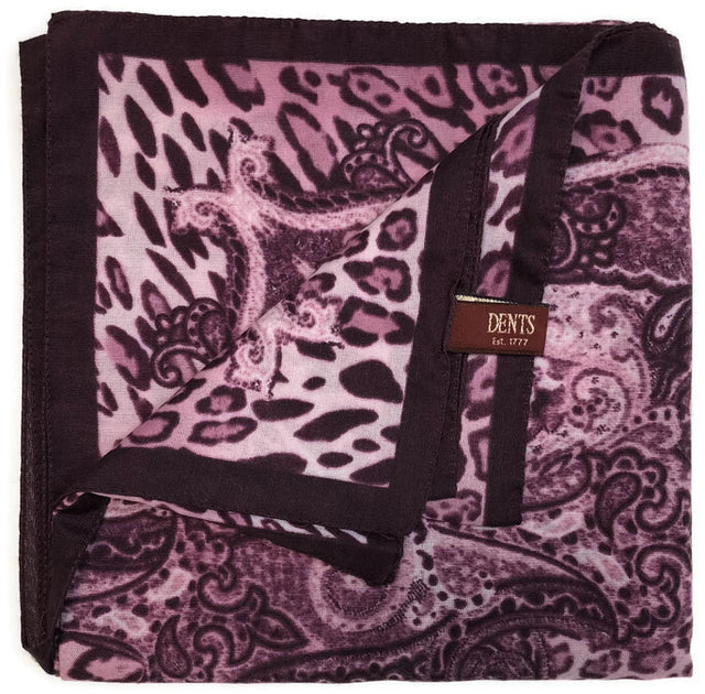 Dents Womens Animal Print & Paisley Scarf -  Amethyst (Made in Italy)