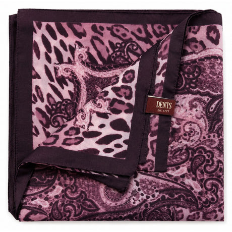 Dents Womens Animal Print & Paisley Scarf -  Amethyst (Made in Italy)