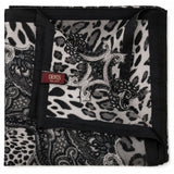 Dents Womens Animal Print & Paisley Scarf - Black (Made in Italy)