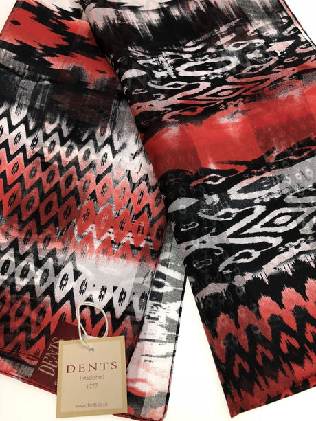 Dents Womens Monotone Aztec Print Scarf - Berry (Made in Italy)