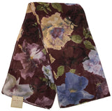 Dents Womens Bright Floral Printed Scarf - Claret (Made in Italy)