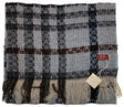 Dents Womens Check Open Weave Wool Blend Scarf (Made in Italy) - Navy