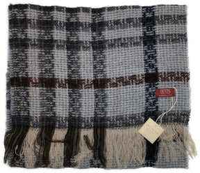 Dents Womens Check Open Weave Wool Blend Scarf (Made in Italy) - Navy