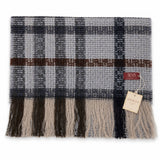 Dents Womens Check Open Weave Wool Blend Scarf - Navy Blue (Made in Italy)