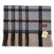 Check Open Weave Scarf Wool Blend Made in Italy Winter Warm 170 x 40cm - Navy
