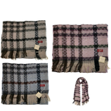 DENTS Check Open Weave Scarf Wool Blend Winter Warm MADE IN ITALY - Blush
