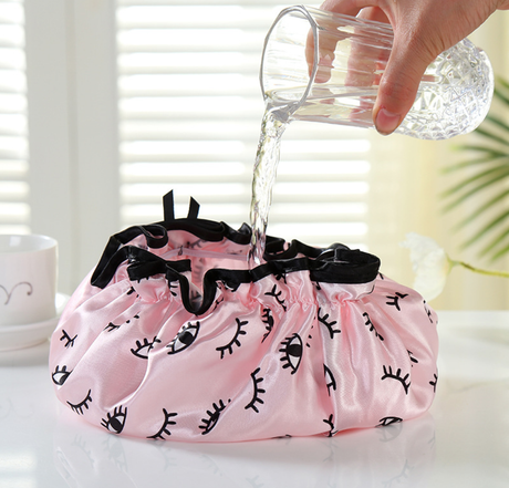 Womens Double-Layer Waterproof Shower Cap Reusable Hat Bath Hair Treatment
