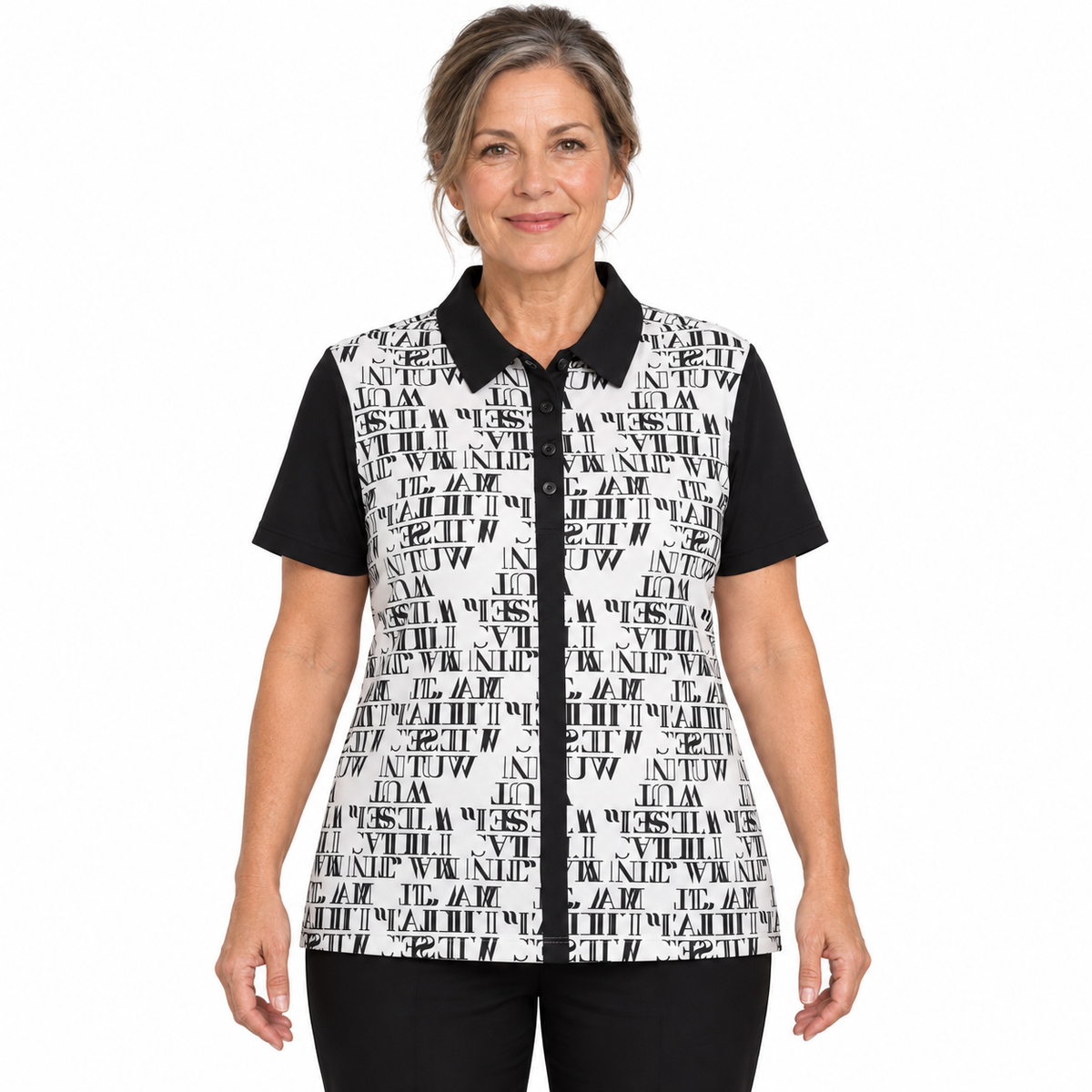 Sporte Leisure Verse 4-Button Sublimated Short Sleeve Golf Polo Shirt in White - 12
