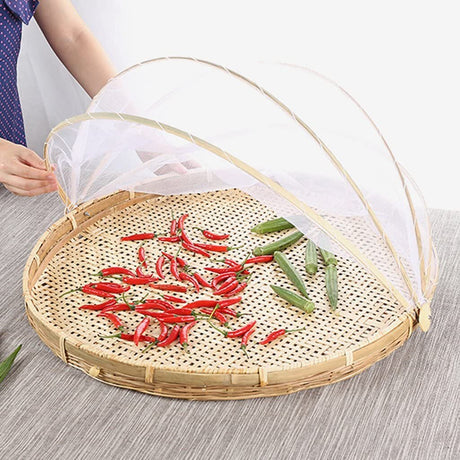 Davis & Waddell Collapsible Mesh Food Cover with Bamboo Tray