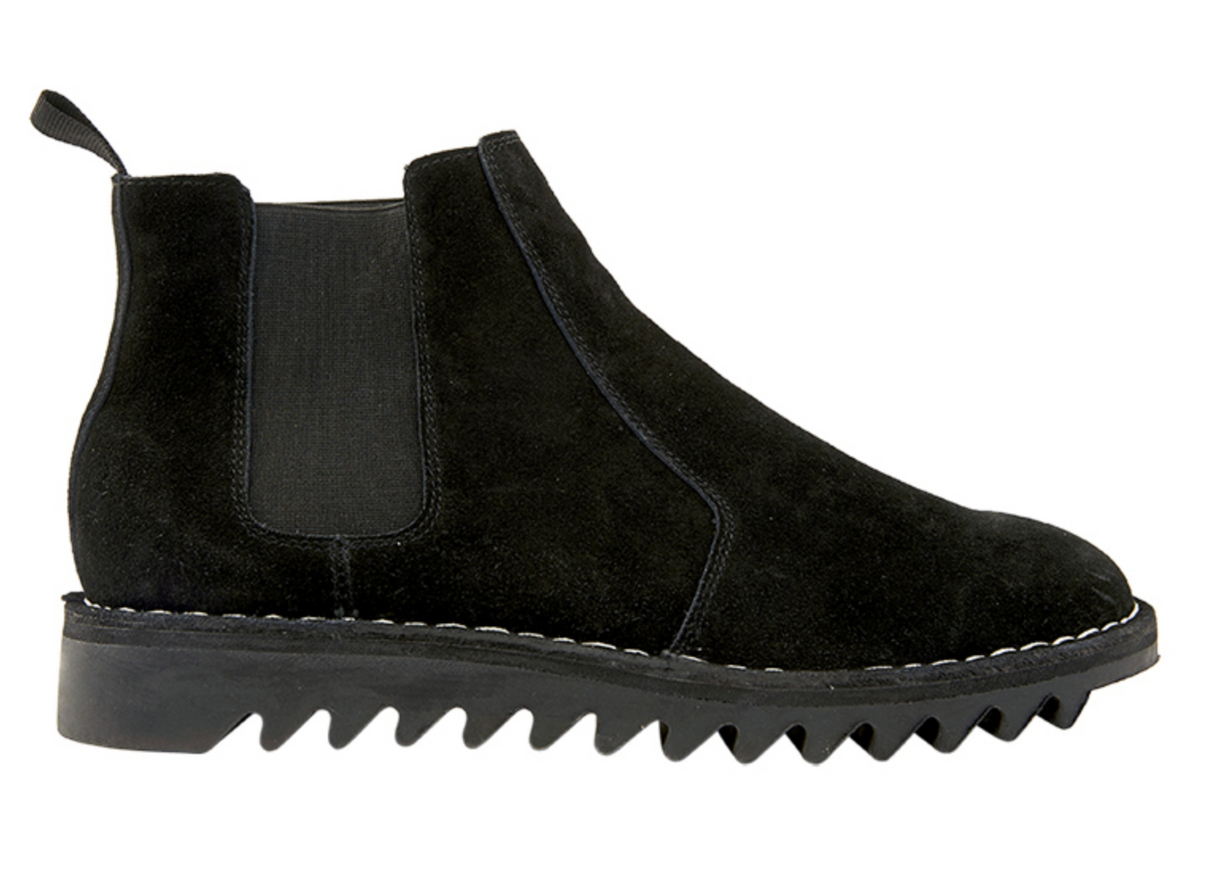 Ripple Sole Mens Ducatti Chelsea Suede Desert Boots Shoes Slip On - Black