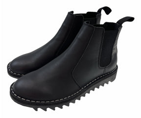 Ripple Sole Mens Ducatti Chelsea Smooth Leather Desert Boots - Black (Slip On Shoes)