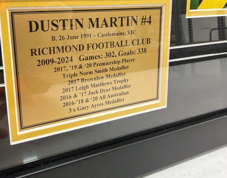 Hand Signed & Framed Dustin Martin Richmond Tigers Memorabilia w/ Certificate of Authenticity