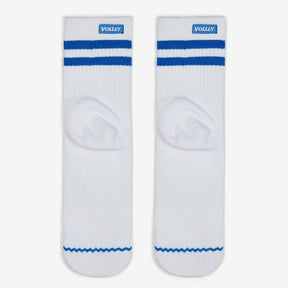 Volley Unisex Mid Socks - Combed Cotton in White/Blue