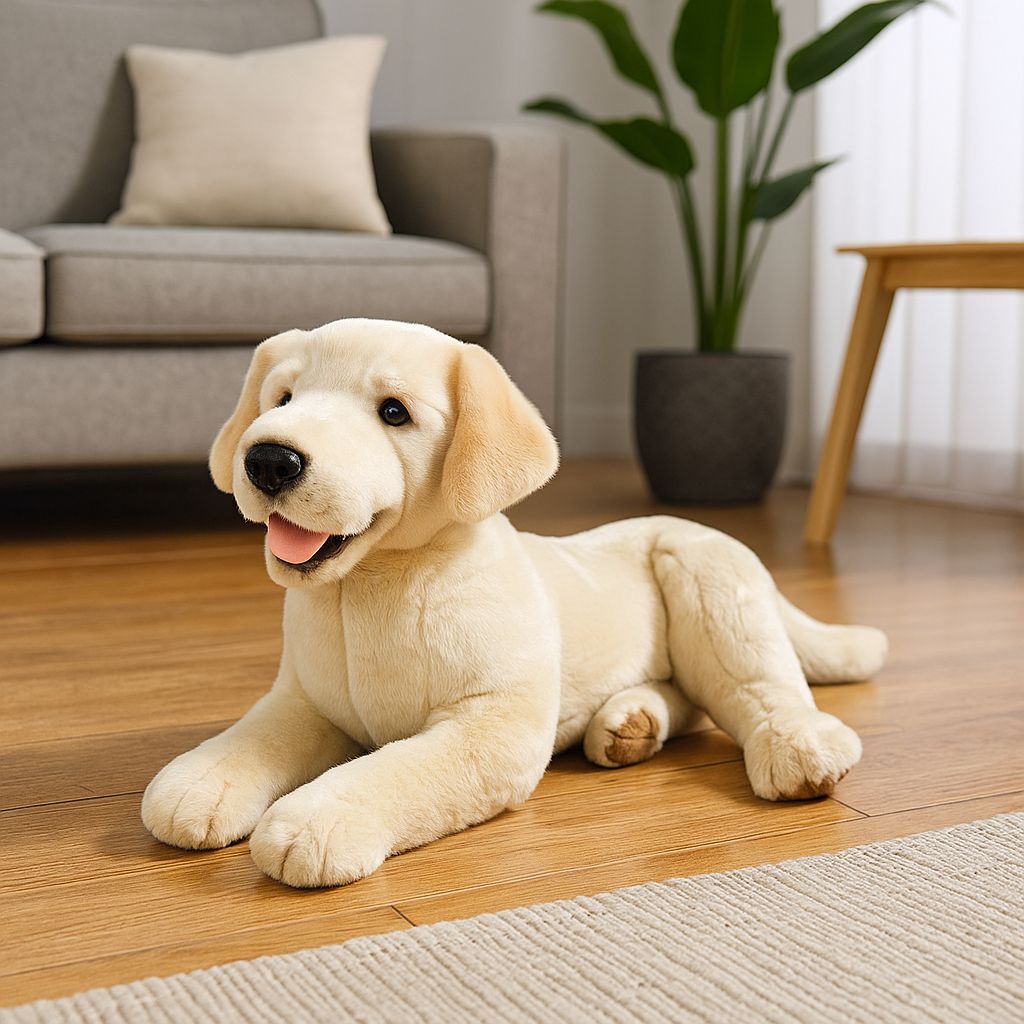Bocchetta Daisy 38cm Lying Labrador Plush Toy - Cream (Realistic Stuffed Animal Dog Gift)