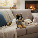 Bocchetta Diesel 62cm Lying Blue Heeler Cattle Dog with Satin Pocket Plush Toy (Australian Stuffed Animal Gift)