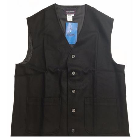 Edgemont Wool Viscose Vest Plain Woolen Winter Warm Jacket - Black