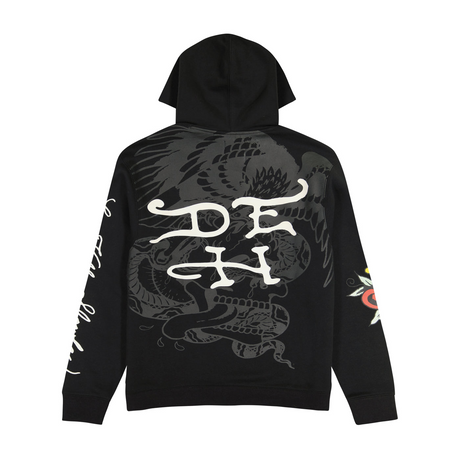 Ed Hardy Mens Hoodie Jumper - Tiger Dragon - Black