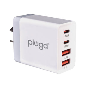 Plugd 4 40W Wall Port Adapter Phone & Laptop Charger USB C & USB A Fast Charging