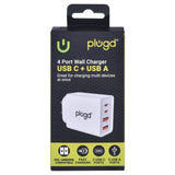 Plugd 4 40W Wall Port Charger USB C & USB A Fast Charging