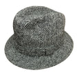Harris Tweed Failsworth Elgin Made in Britain Trilby Hat Herringbone in Grey