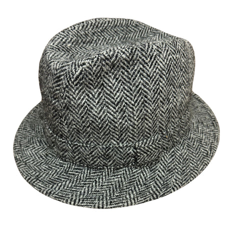 Harris Tweed Failsworth Elgin Made in Britain Trilby Hat Herringbone in Grey
