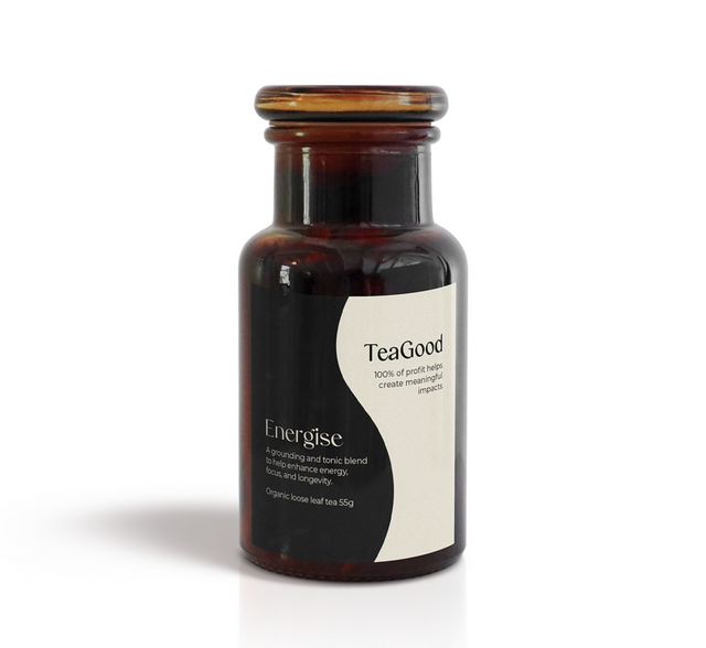 TeaGood Energise Organic Loose Leaf Tea with Adaptogens – 55g Glass Jar