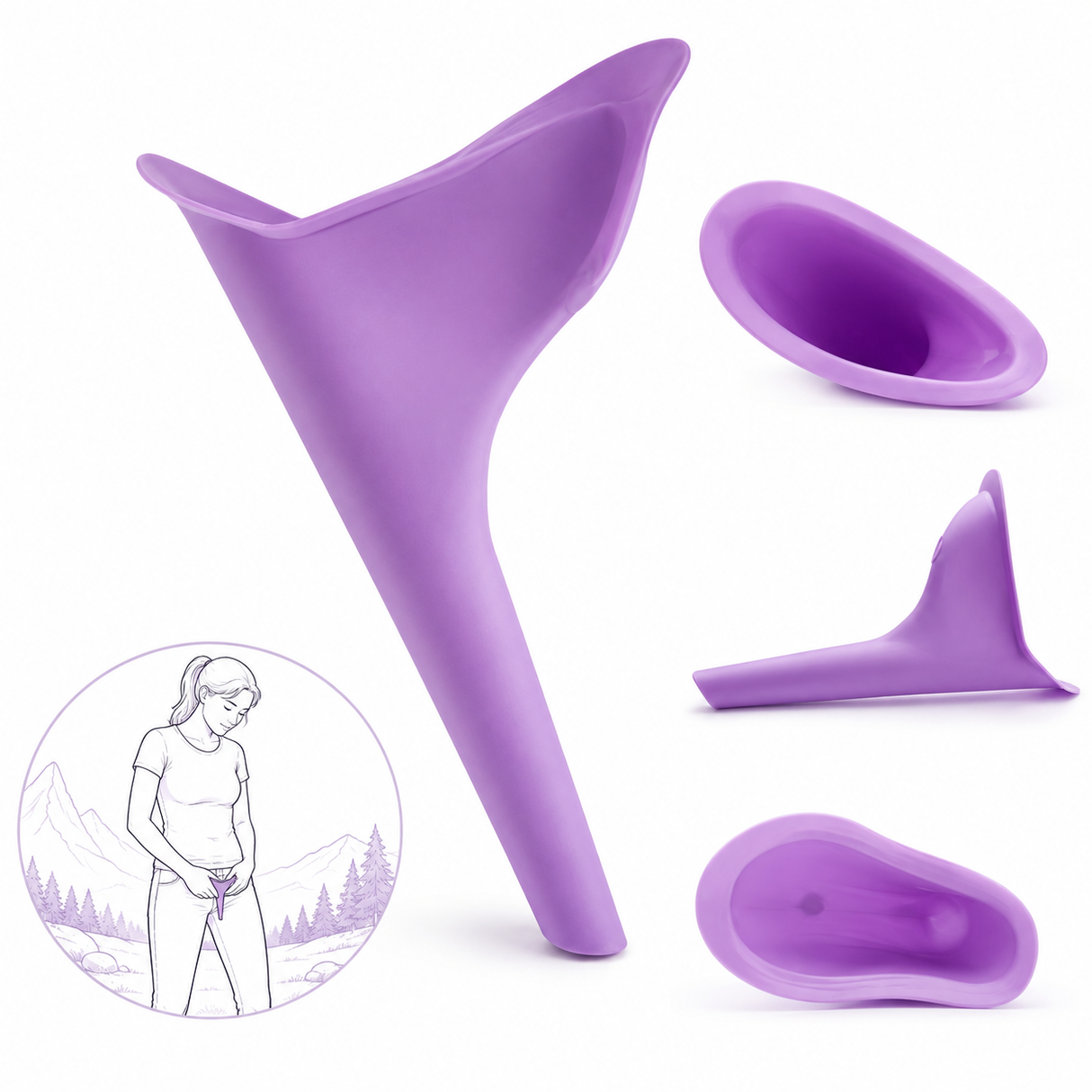Womens Portable Silicone Emergency Urinal Pee Cup Toilet for Travel, Camping & more