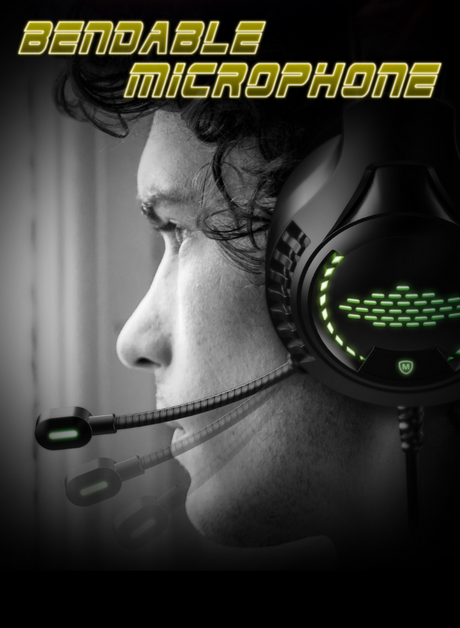 Gaming Headset w/ Noise Reduction Wired Headphones in Black